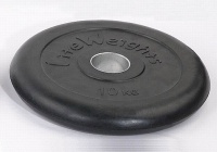 диск обрезиненный 10 кг lite weights d-51mm, с металлической втулкой rj1050 черный
